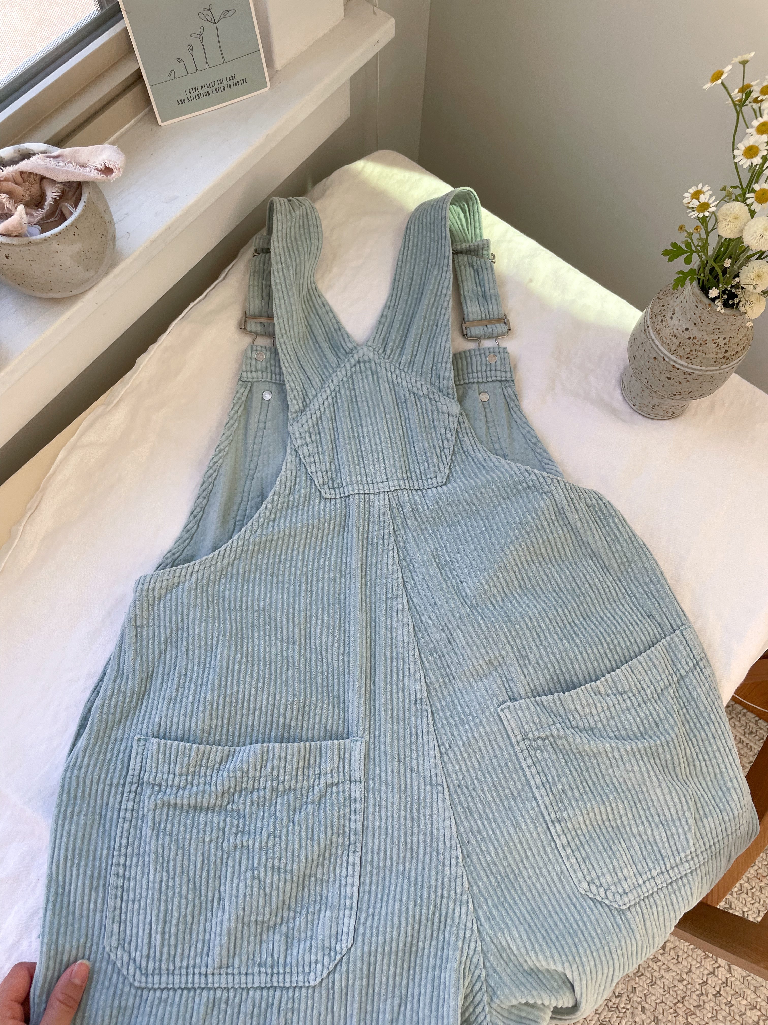 The Turquoise Corduroy Overalls (S)