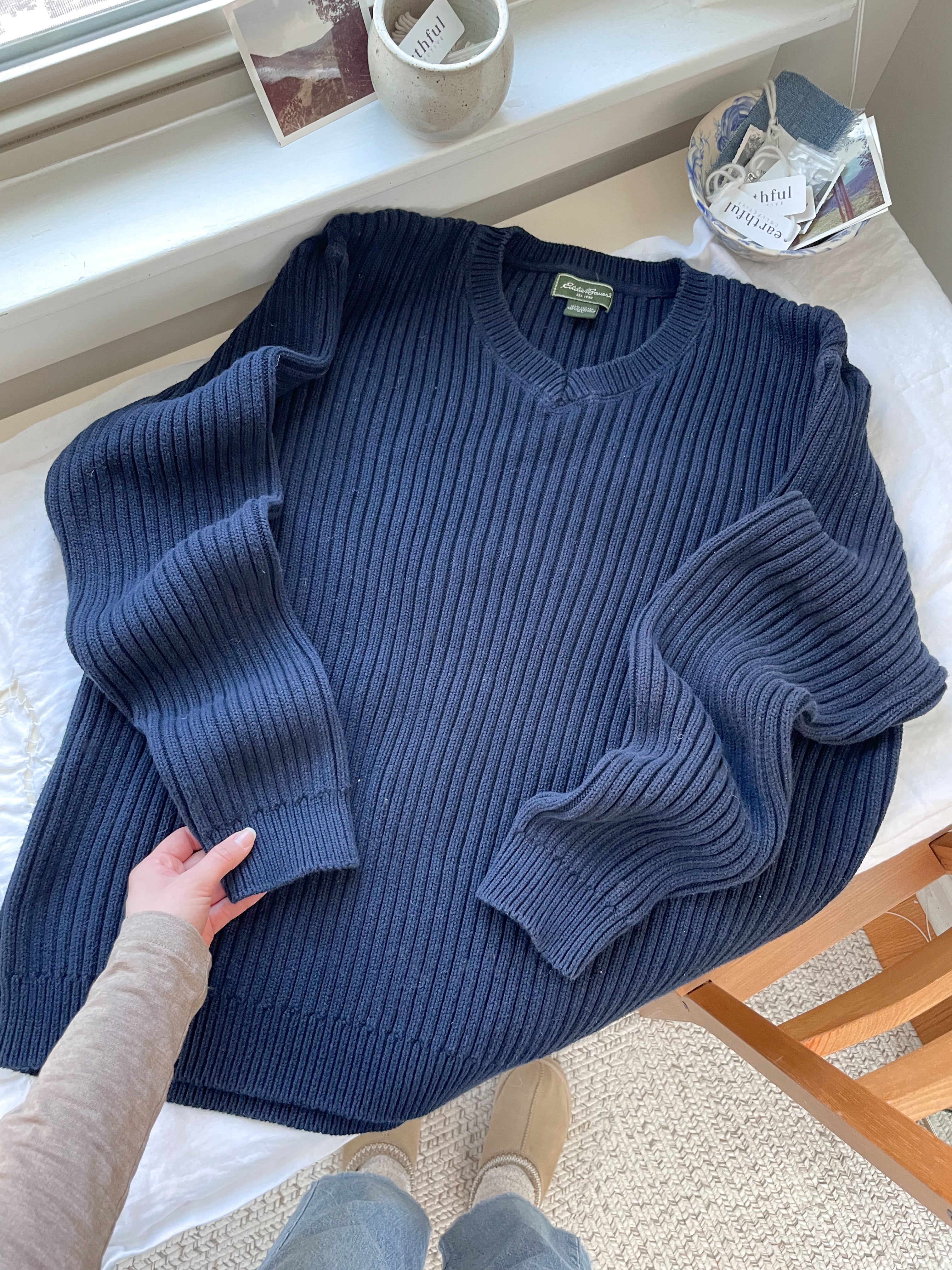 The Navy V Neck Sweater (XL)