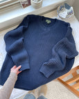 The Navy V Neck Sweater (XL)