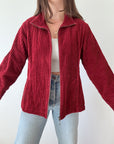 The Deep Cherry Corduroy Zip Up (L)