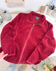 The Deep Cherry Corduroy Zip Up (L)
