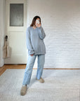 The Greyish Blue Ribbed Sweater (L)