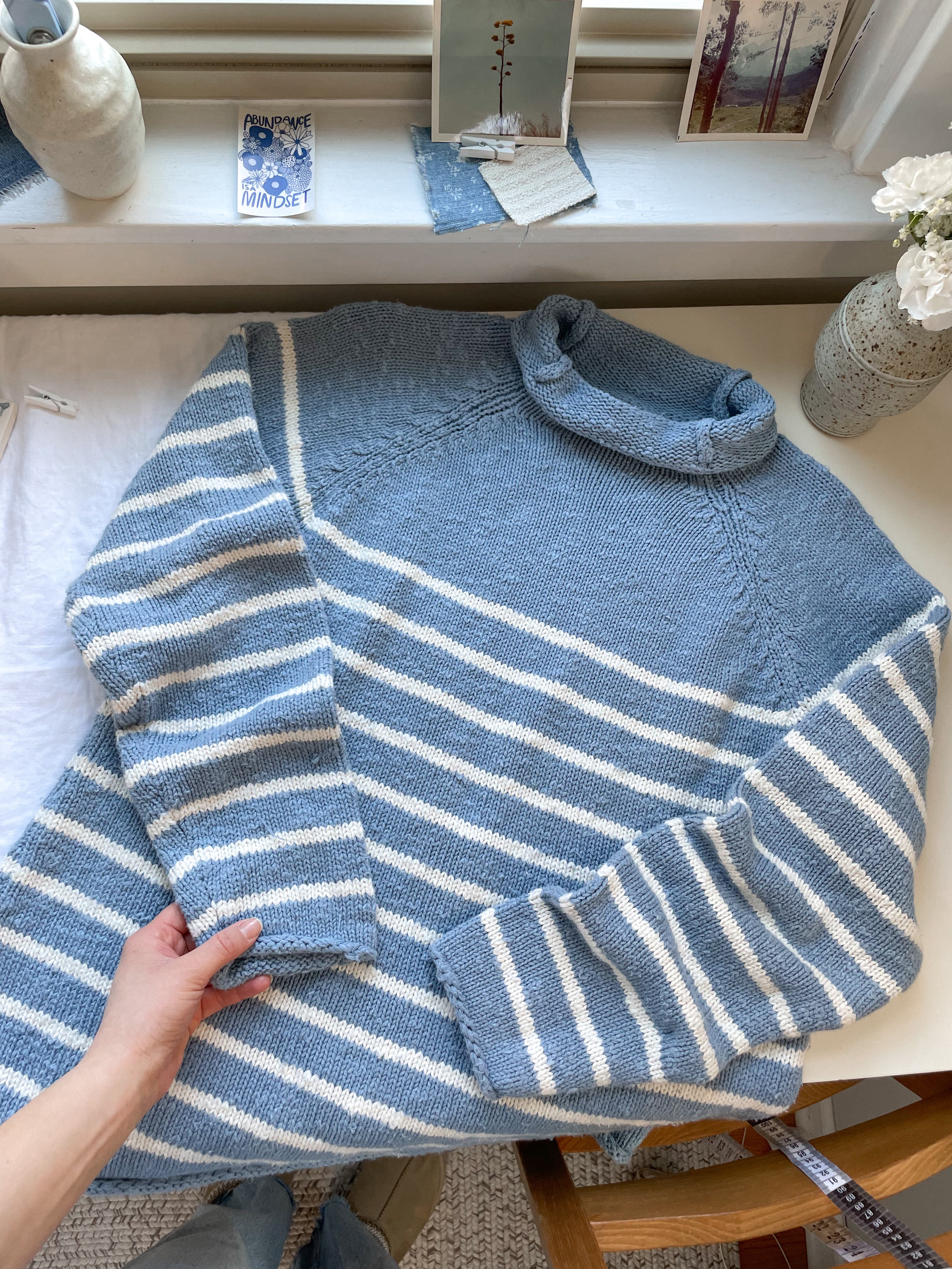 The Steel Blue Striped Mockneck (L)