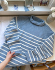 The Steel Blue Striped Mockneck (L)