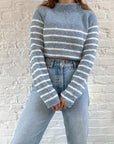 The Steel Blue Striped Mockneck (L)