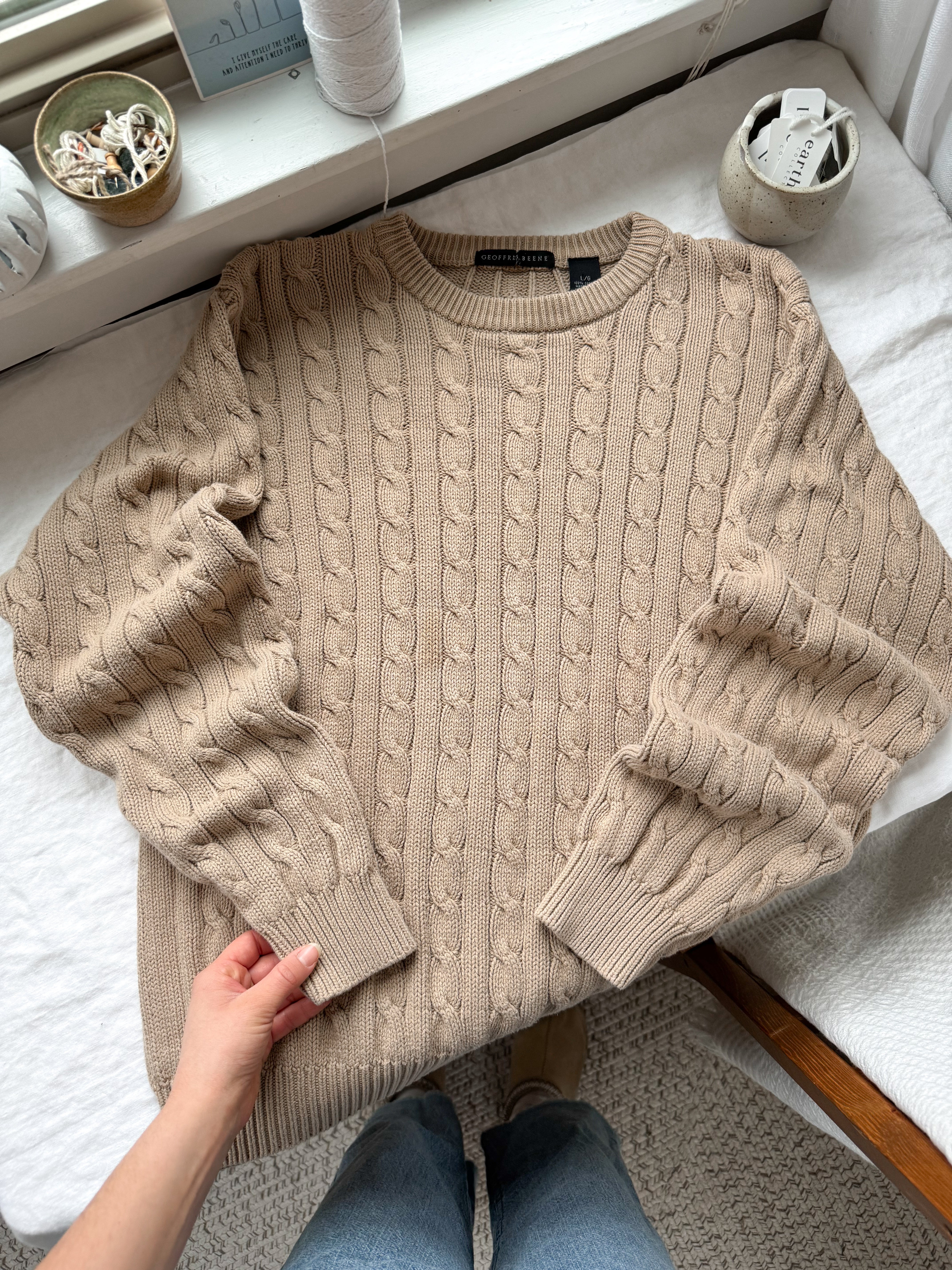 The Tan Twist Sweater (L)