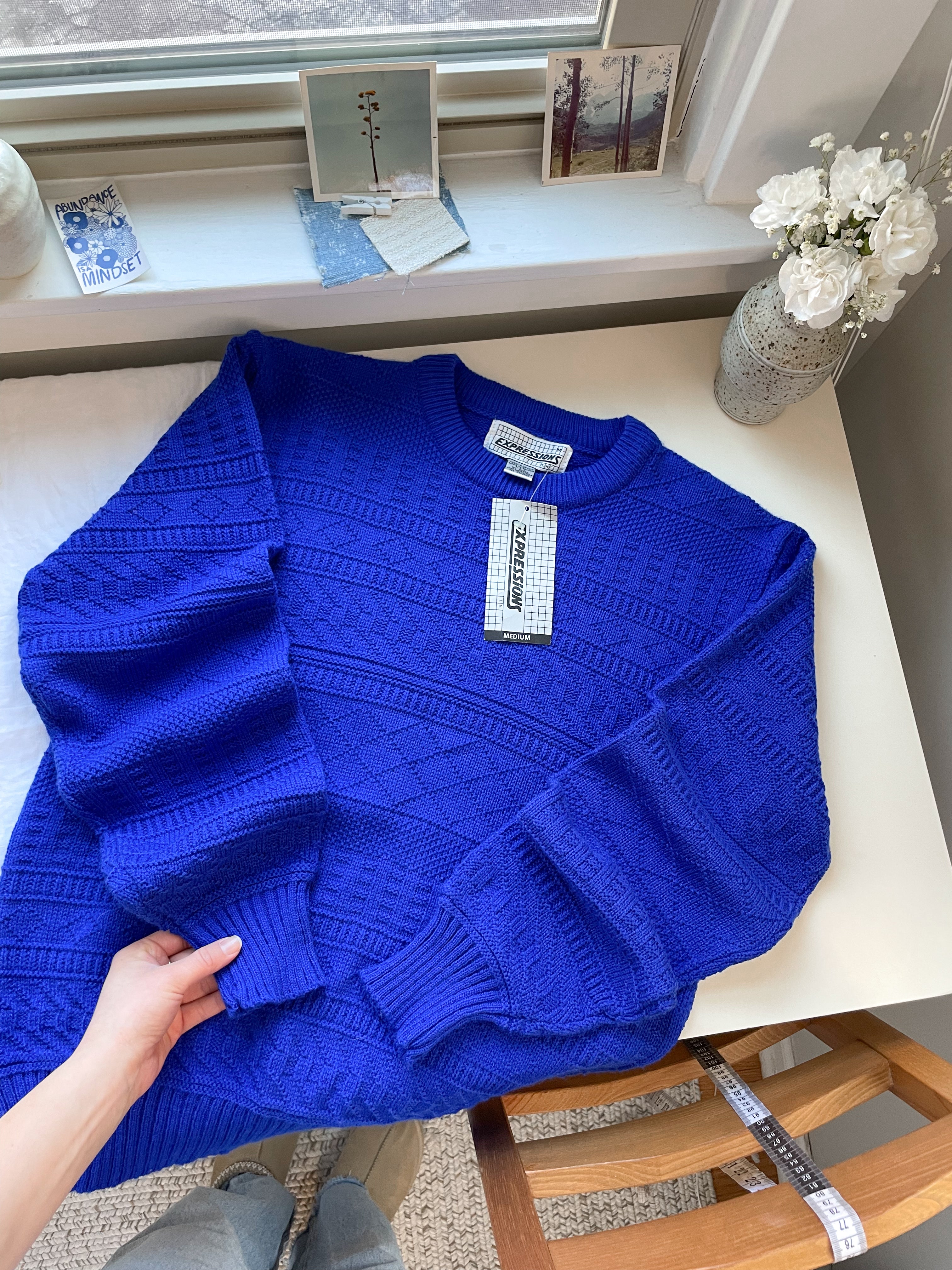 The Royal Blue Textured Sweater (M)