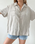 The Wheat Linen Button Up (L)