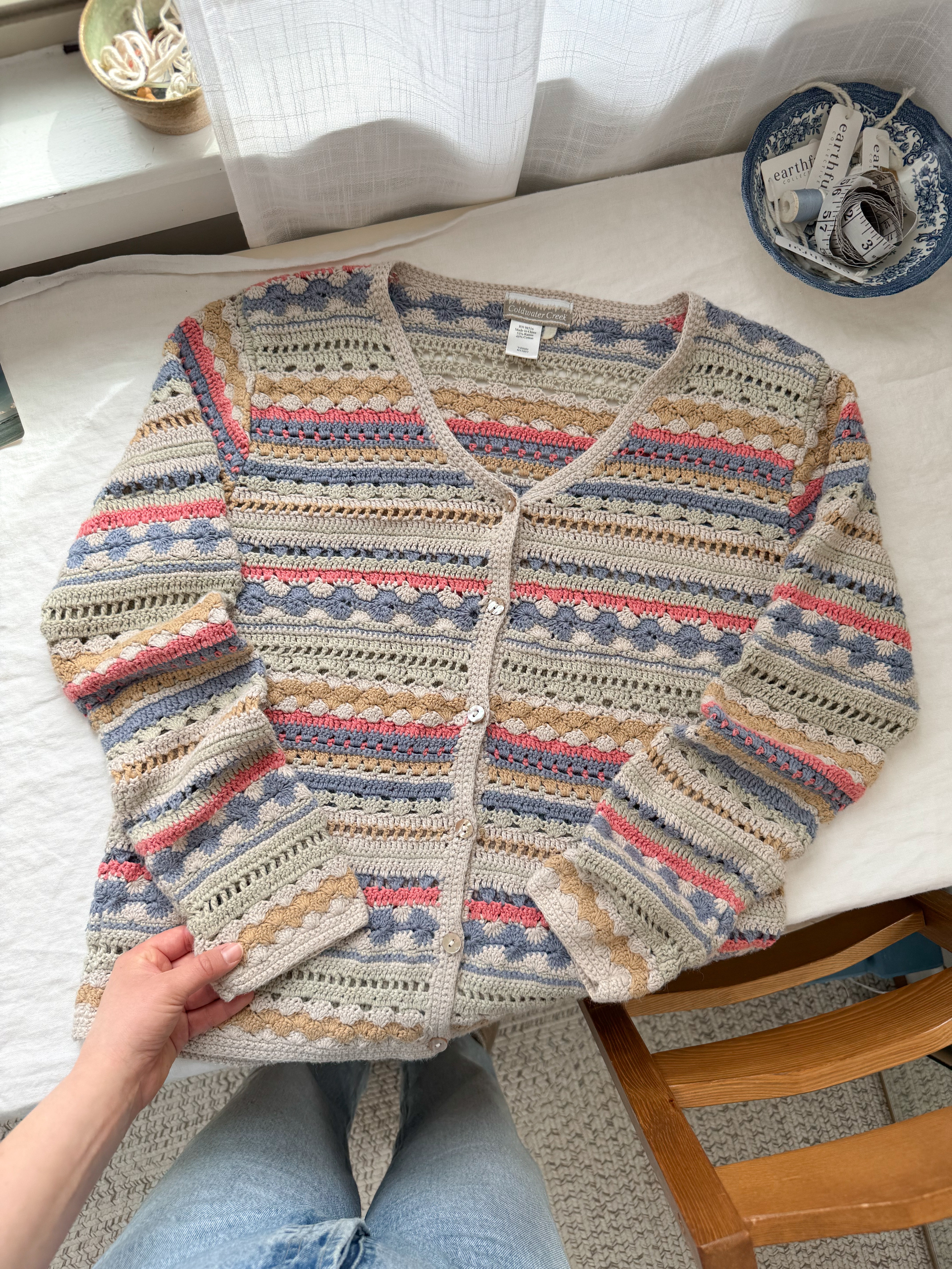 The Crochet Striped Cardigan (M)