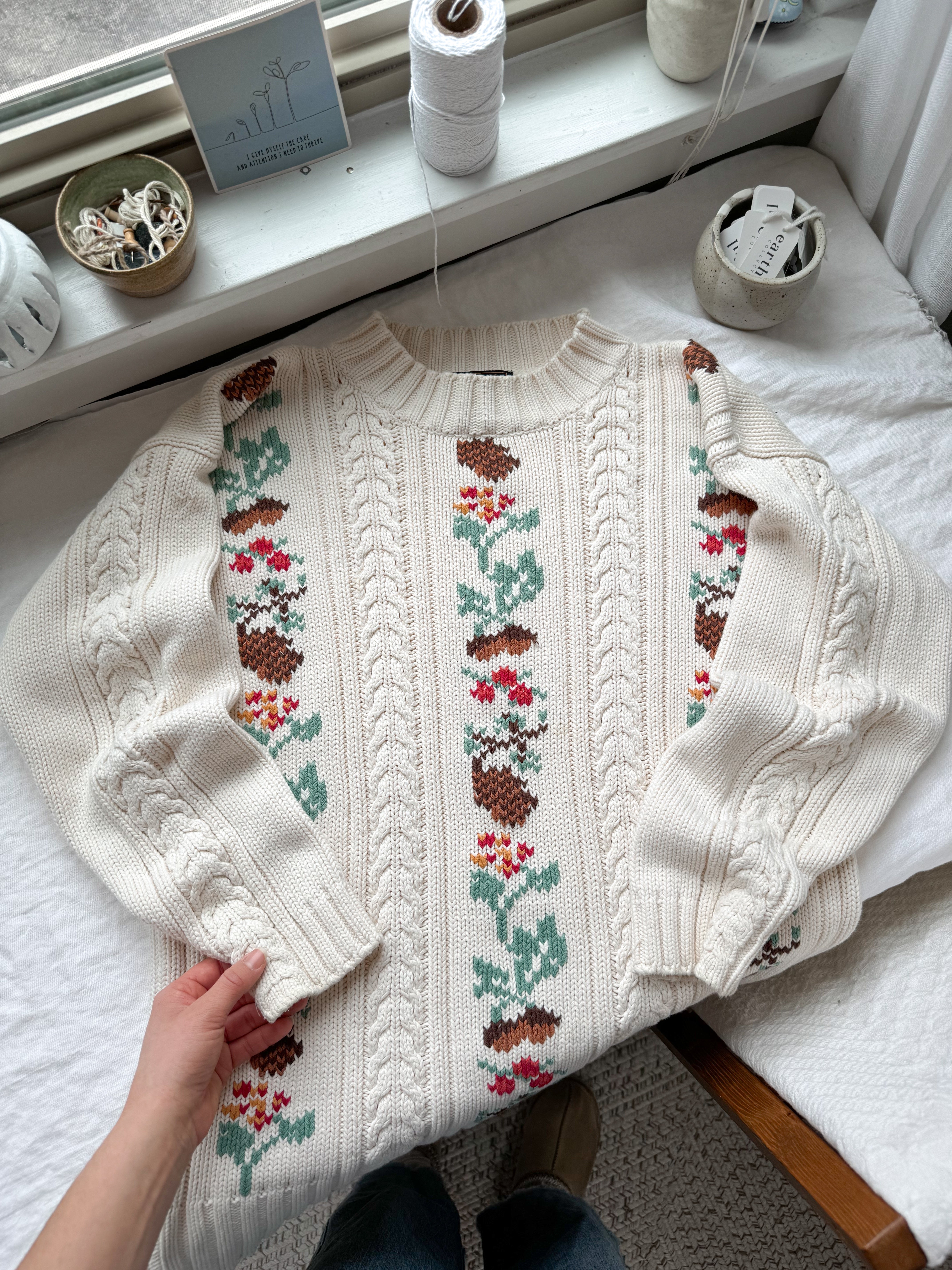 The Cream Acorn Mock Neck Sweater (S)