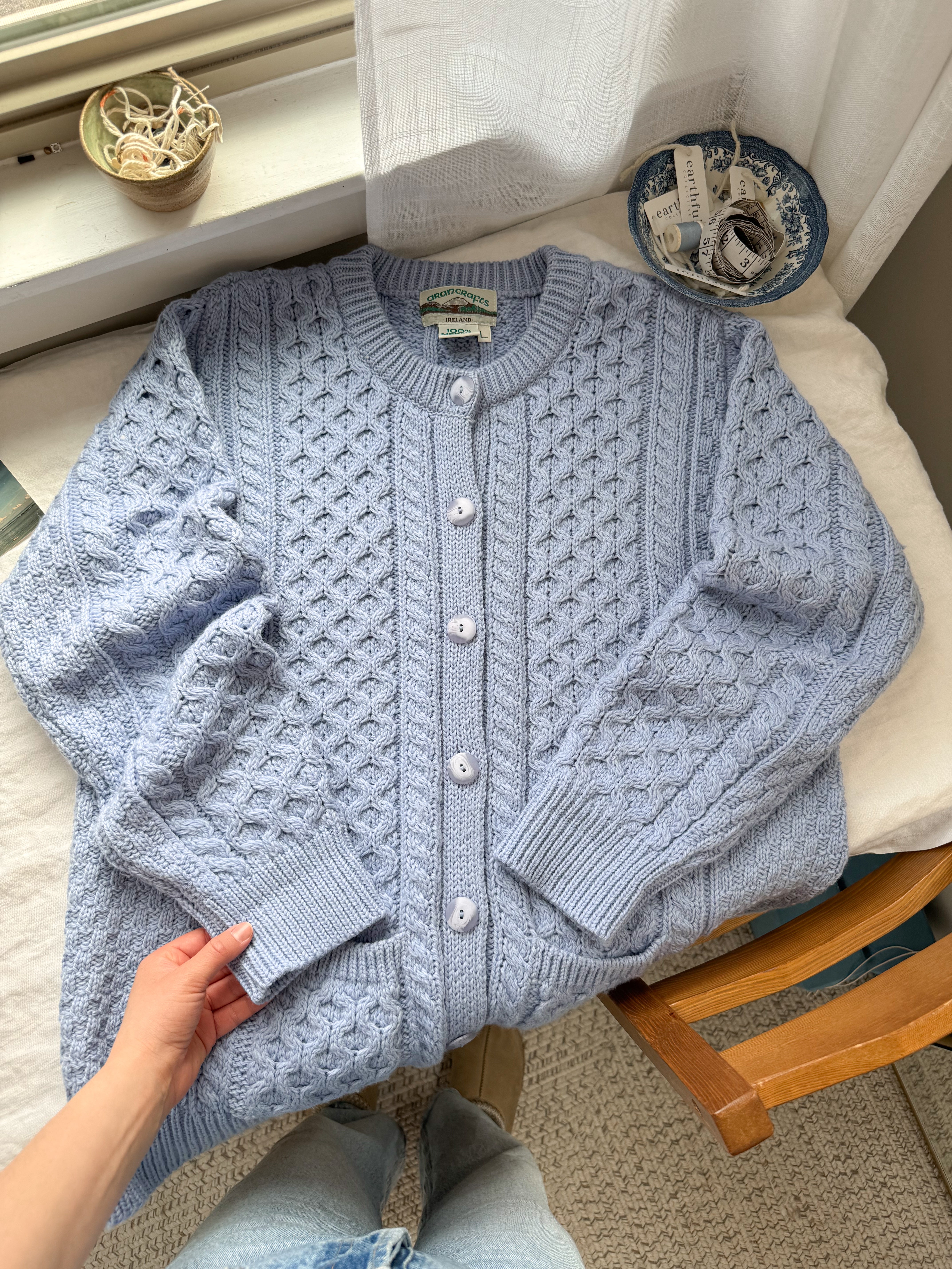 The Periwinkle Fisherman Cardigan (L)