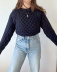 The Navy Fisherman Sweater (M)