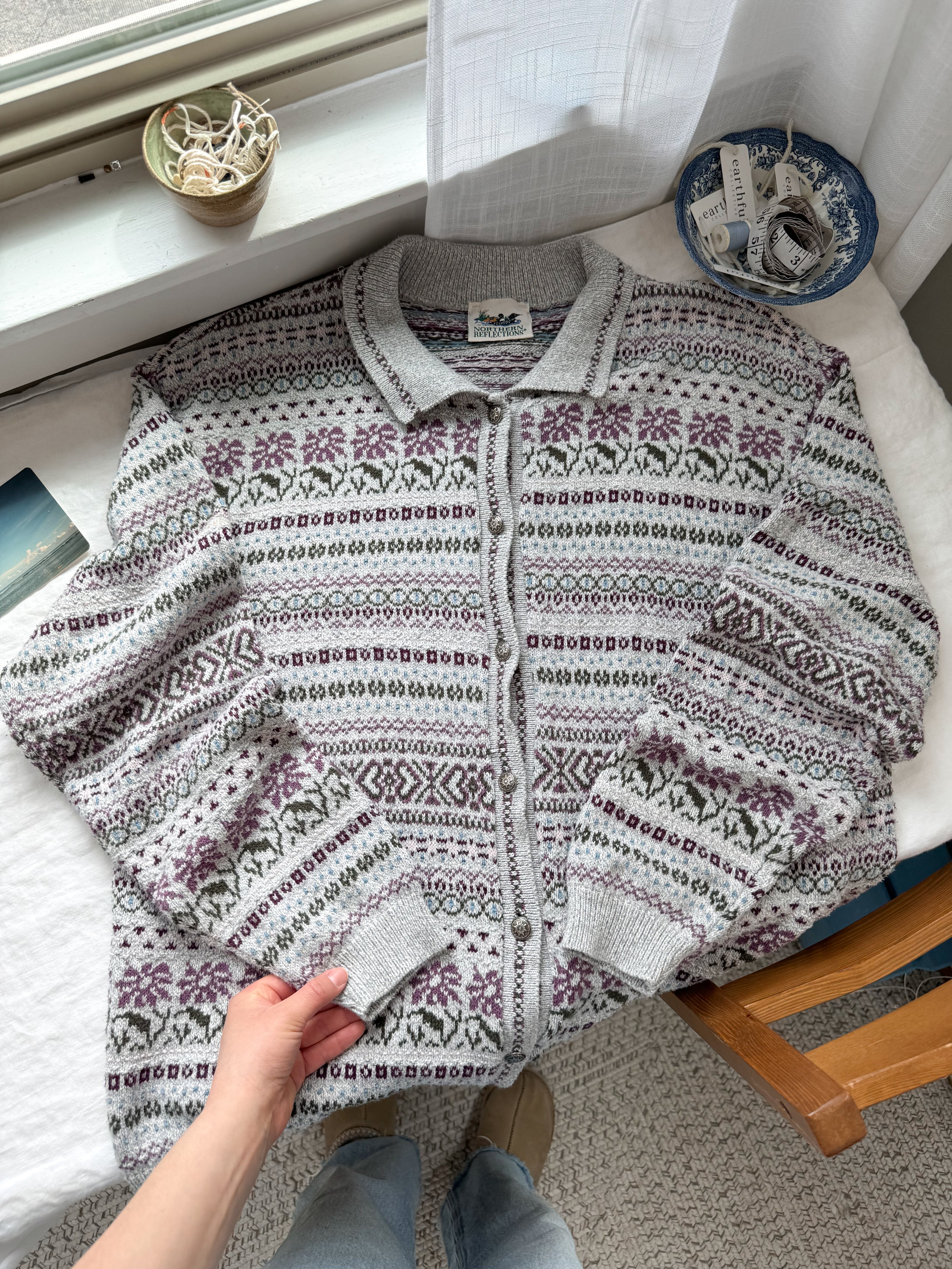 The Fair Isle Flower Cardigan (XL)