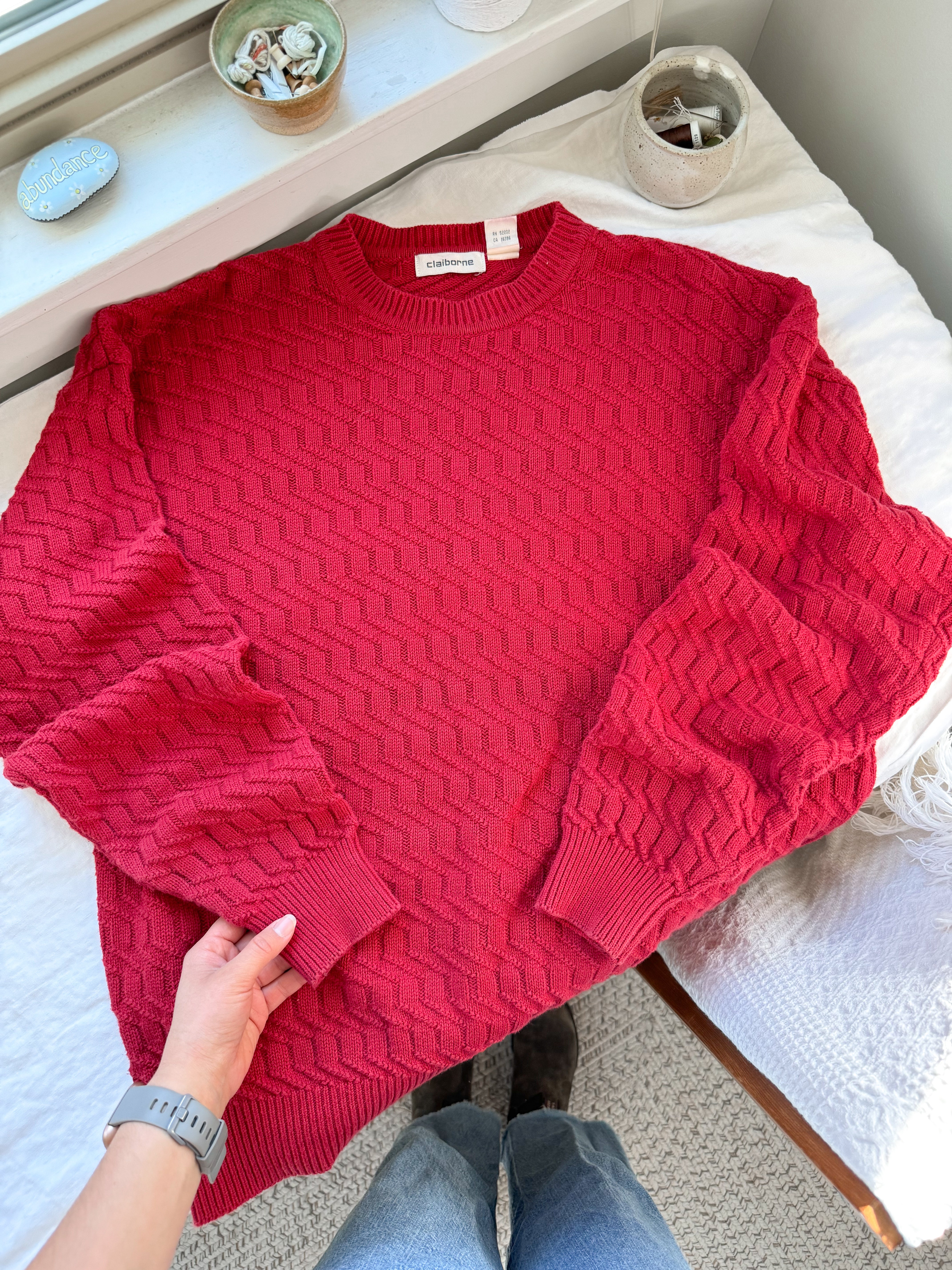 The Textured Cherry Sweater (L)