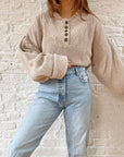 The Cozy Oat Henley Sweater (LT)