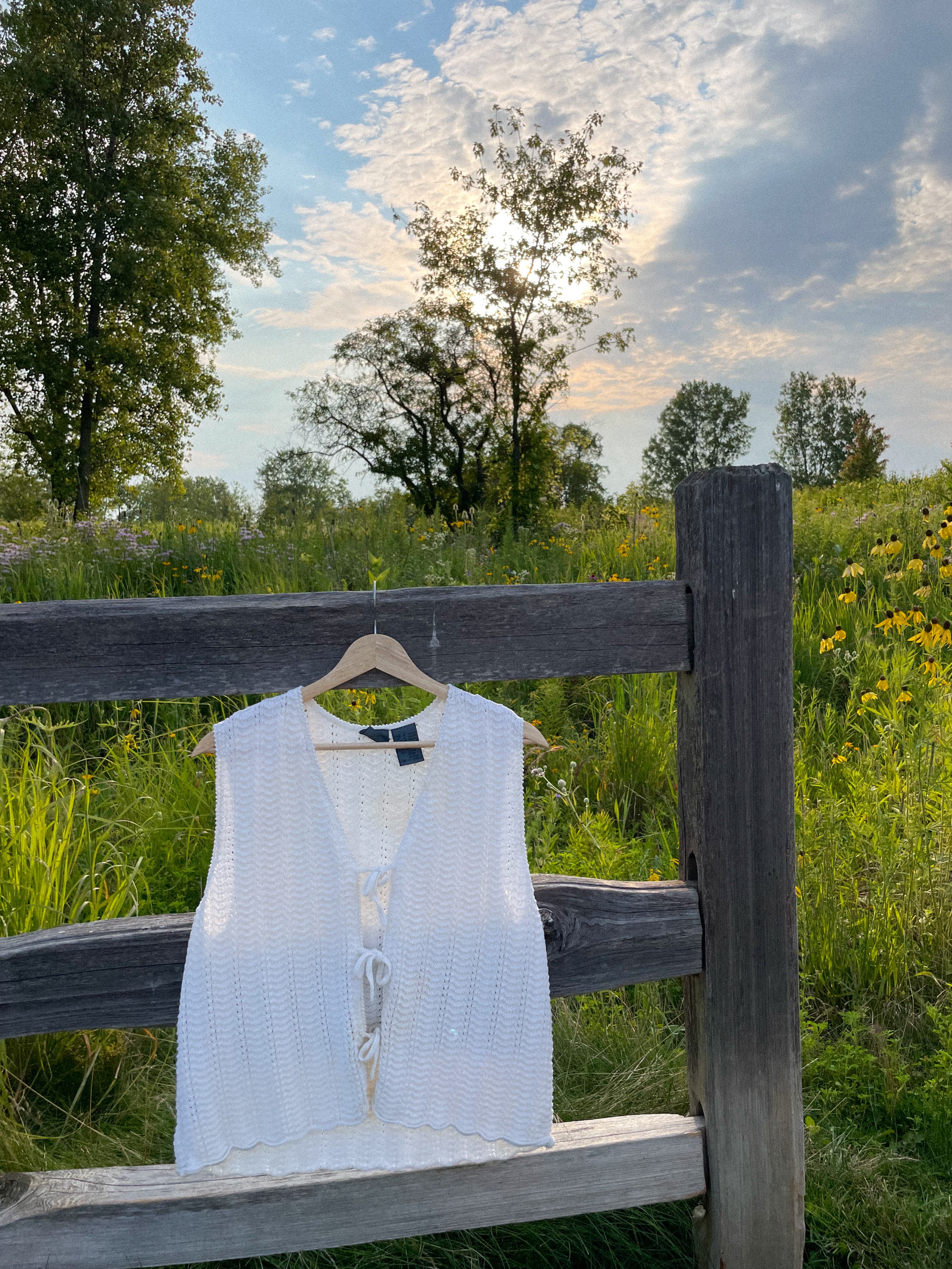 The Crochet Cream Tie Vest (L)