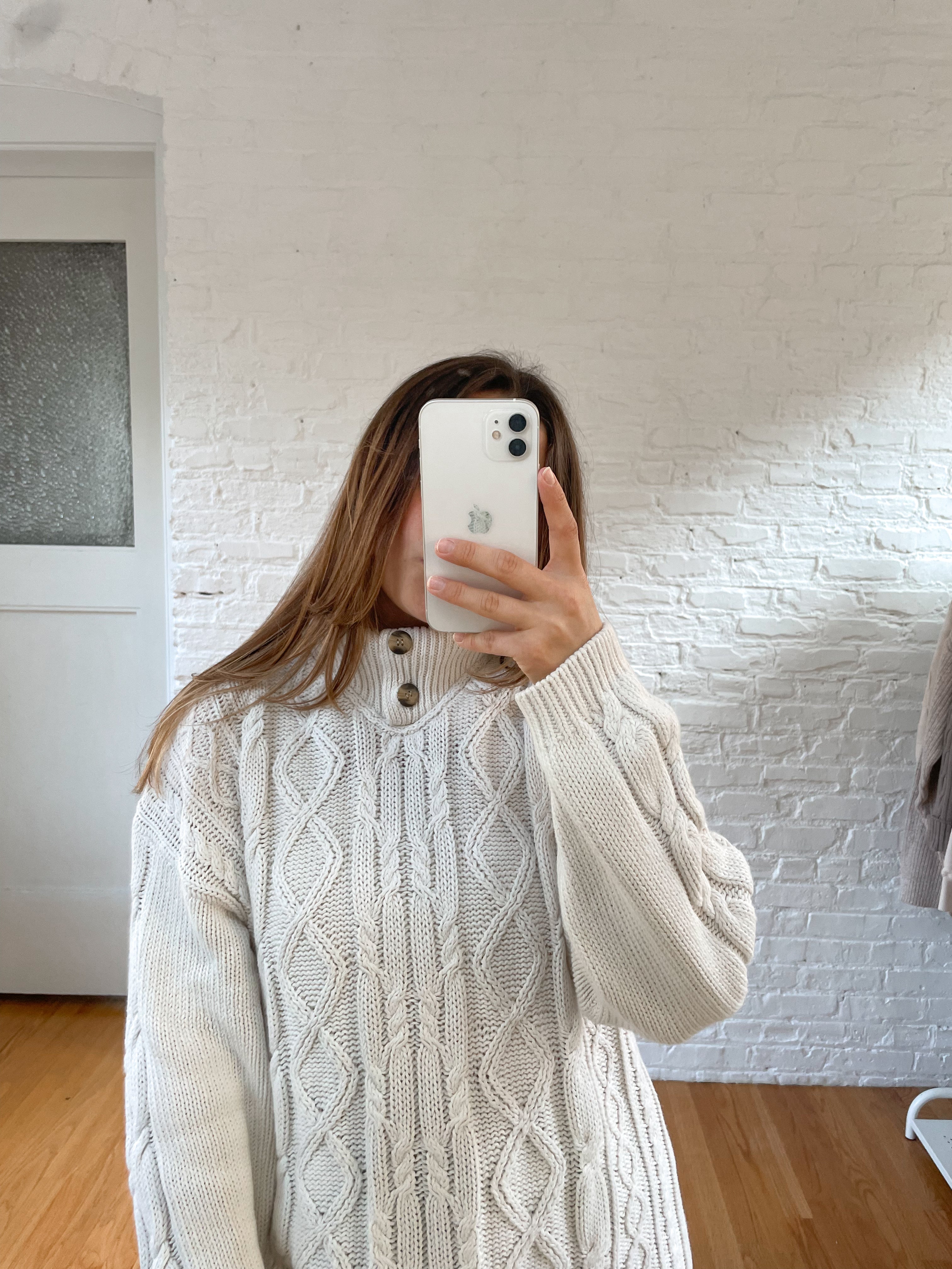 The Ivory Collared Cable Knit (M)