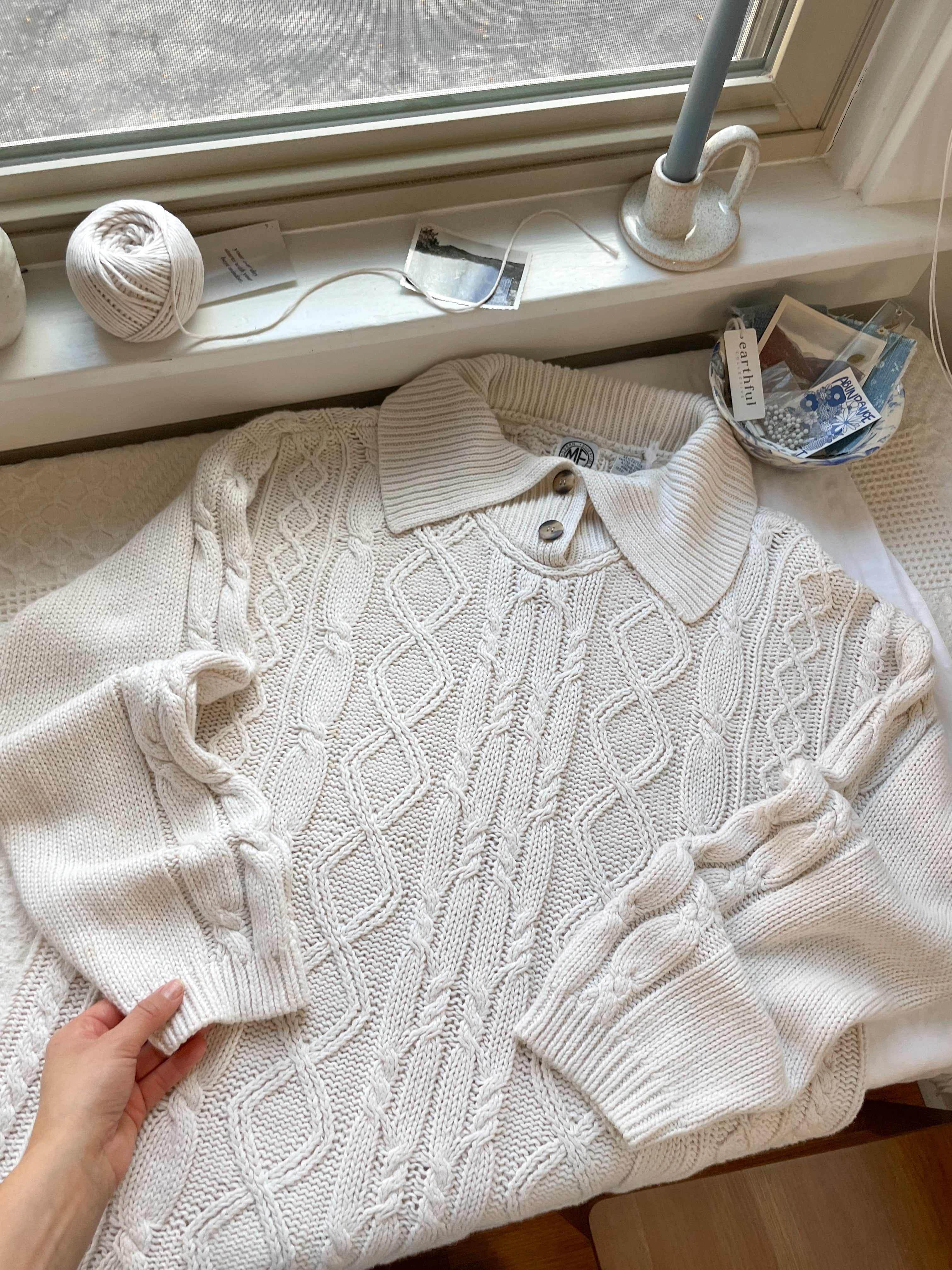 The Ivory Collared Cable Knit (M)