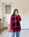 The Cranberry Plaid Sweater (XL)