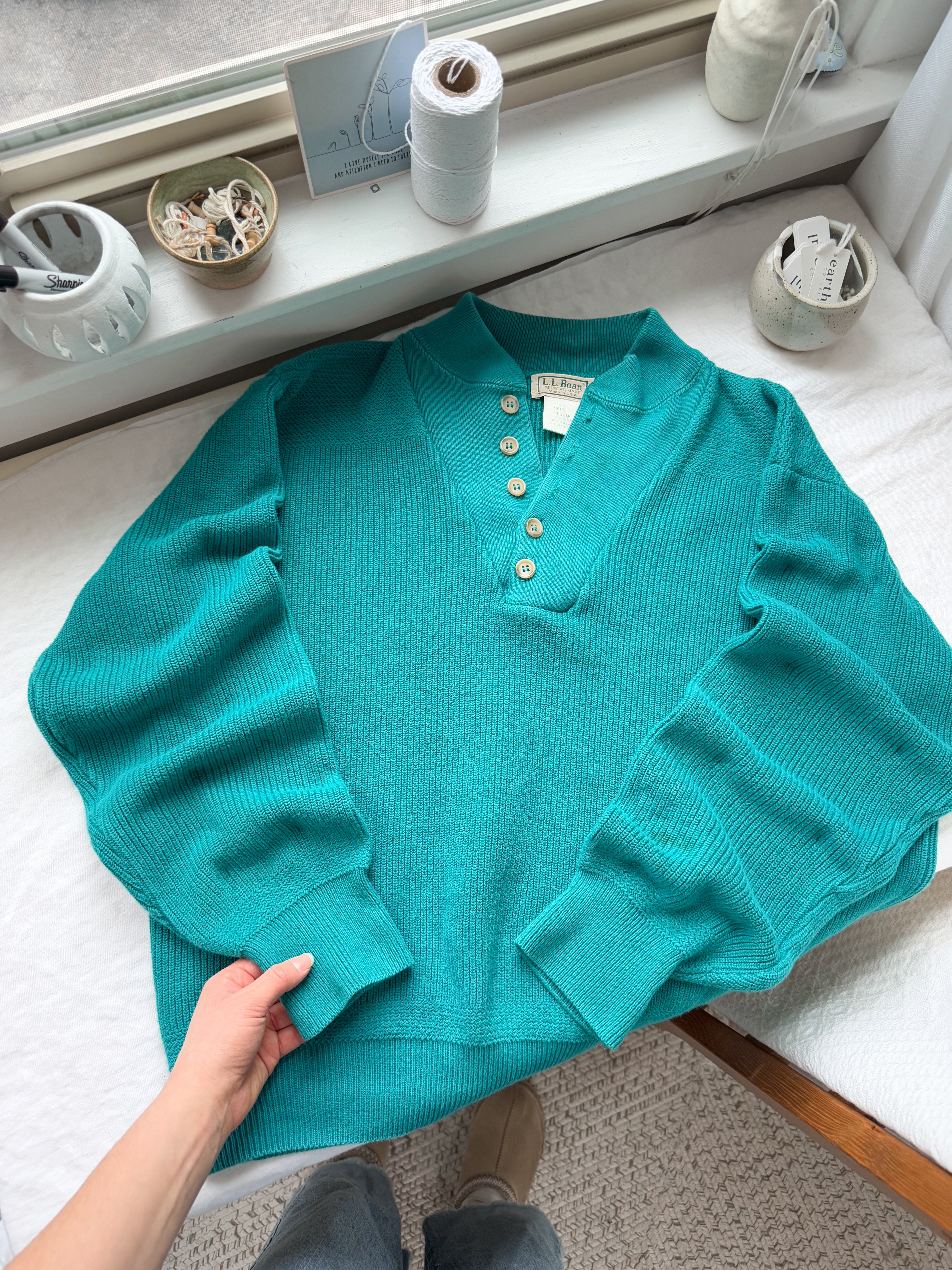 The Teal Henley Sweater (L)