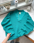 The Teal Henley Sweater (L)