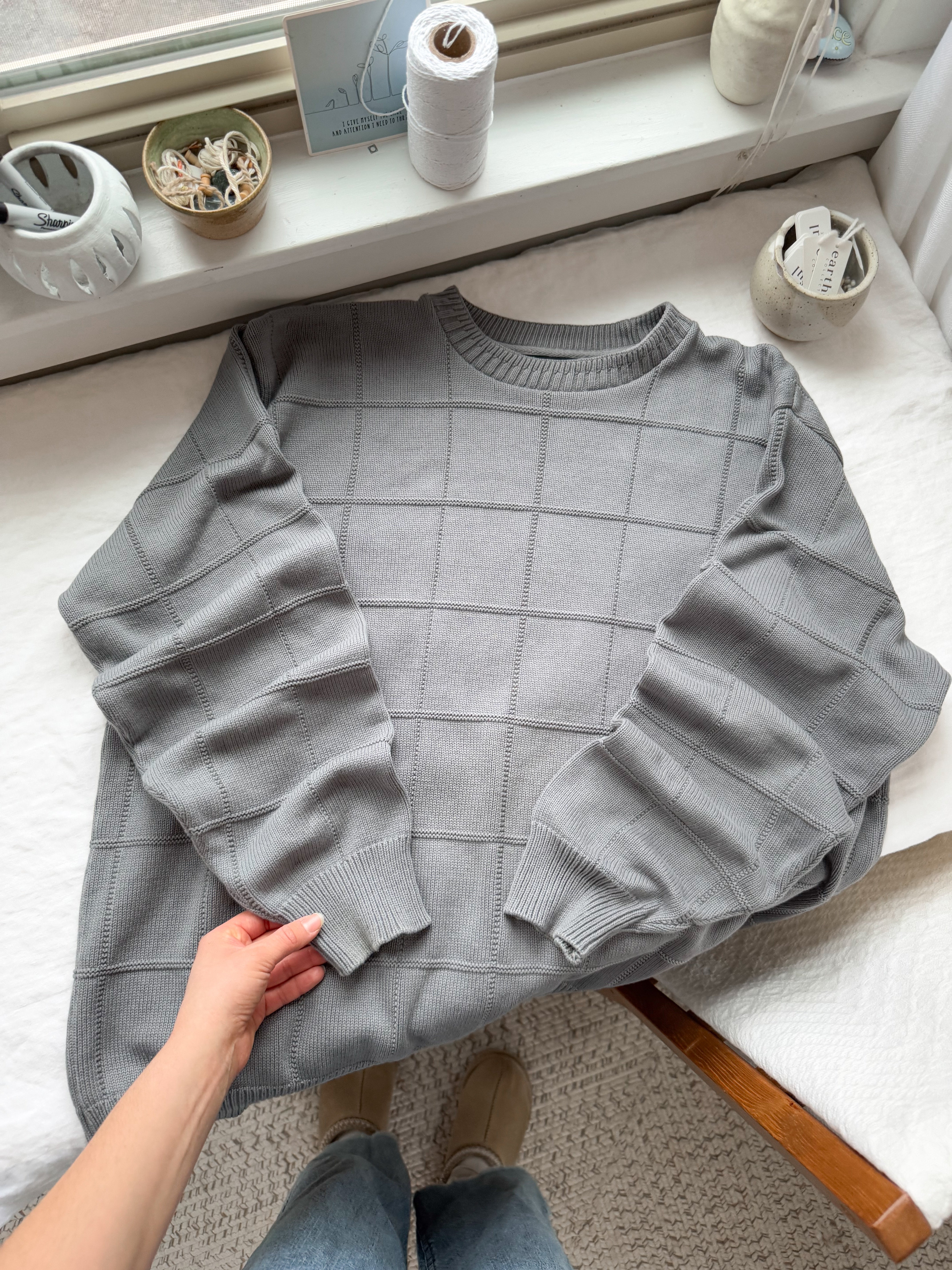 The Grey Checkered Sweater (XL)