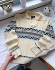 The Cream Chest Pattern Henley Sweater (S)