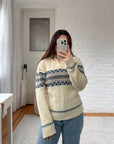 The Cream Chest Pattern Henley Sweater (S)