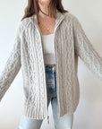 The Earl Grey Zip Up Cable Knit (XL)