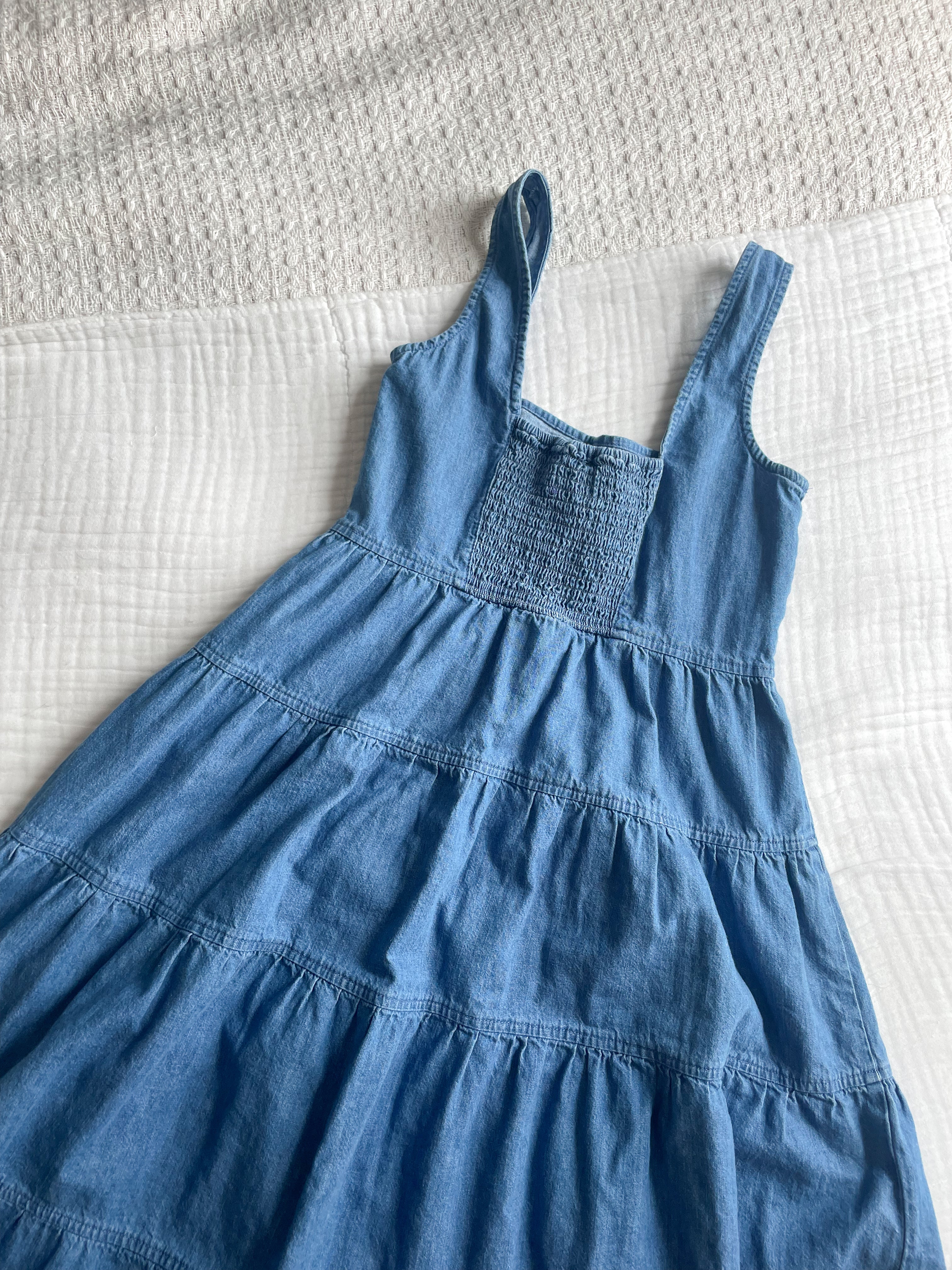 The Chambray Denim Tiered Dress (S)