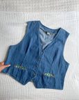 The Pattern Pocket Denim Vest (XL)