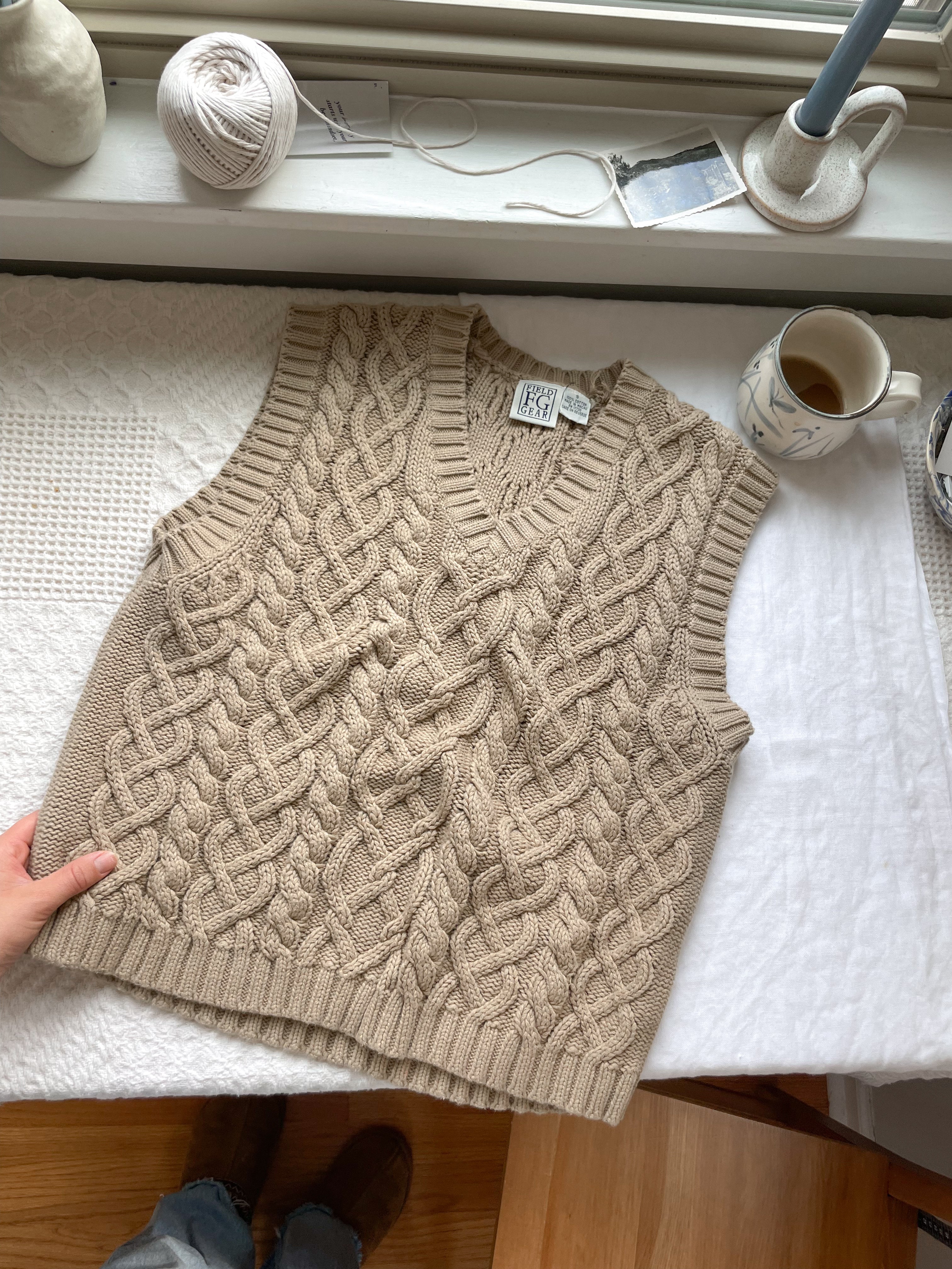 The Cable Knit Camel Vest (S)