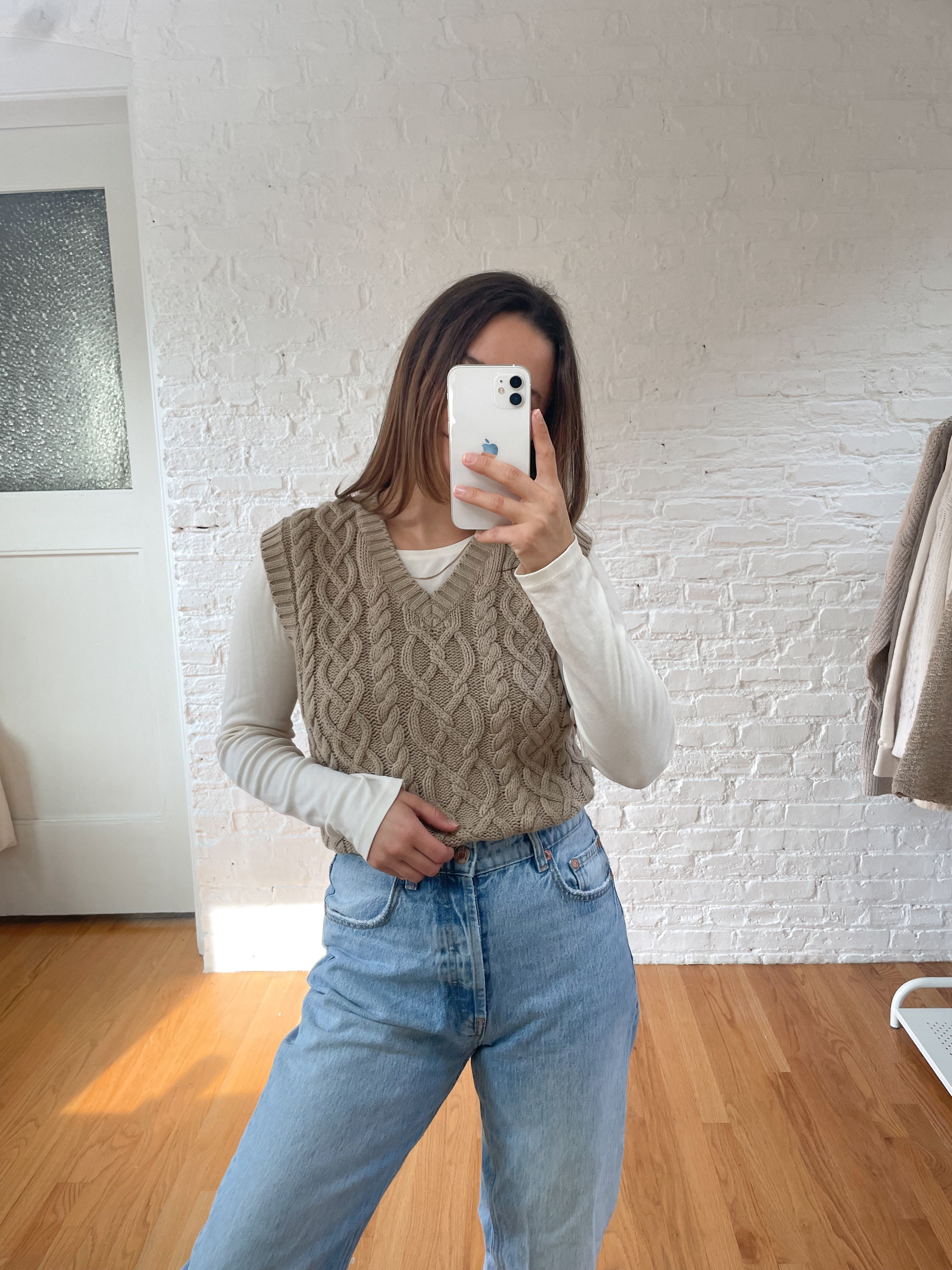 The Cable Knit Camel Vest (S)