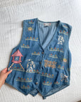 The Farm Embroidered Denim Vest (M)