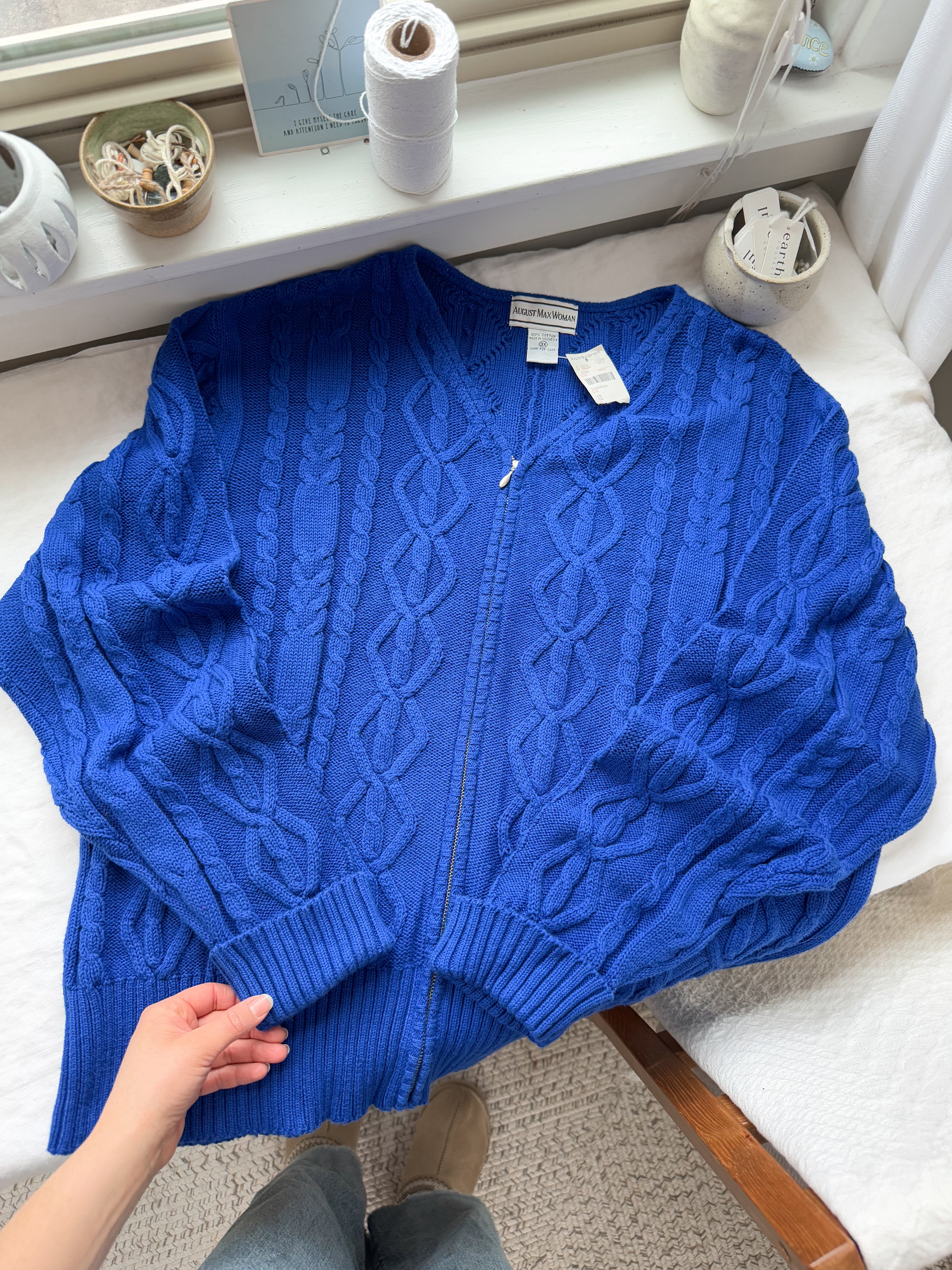 The Colbalt Blue Zipper Cardigan (XXL)