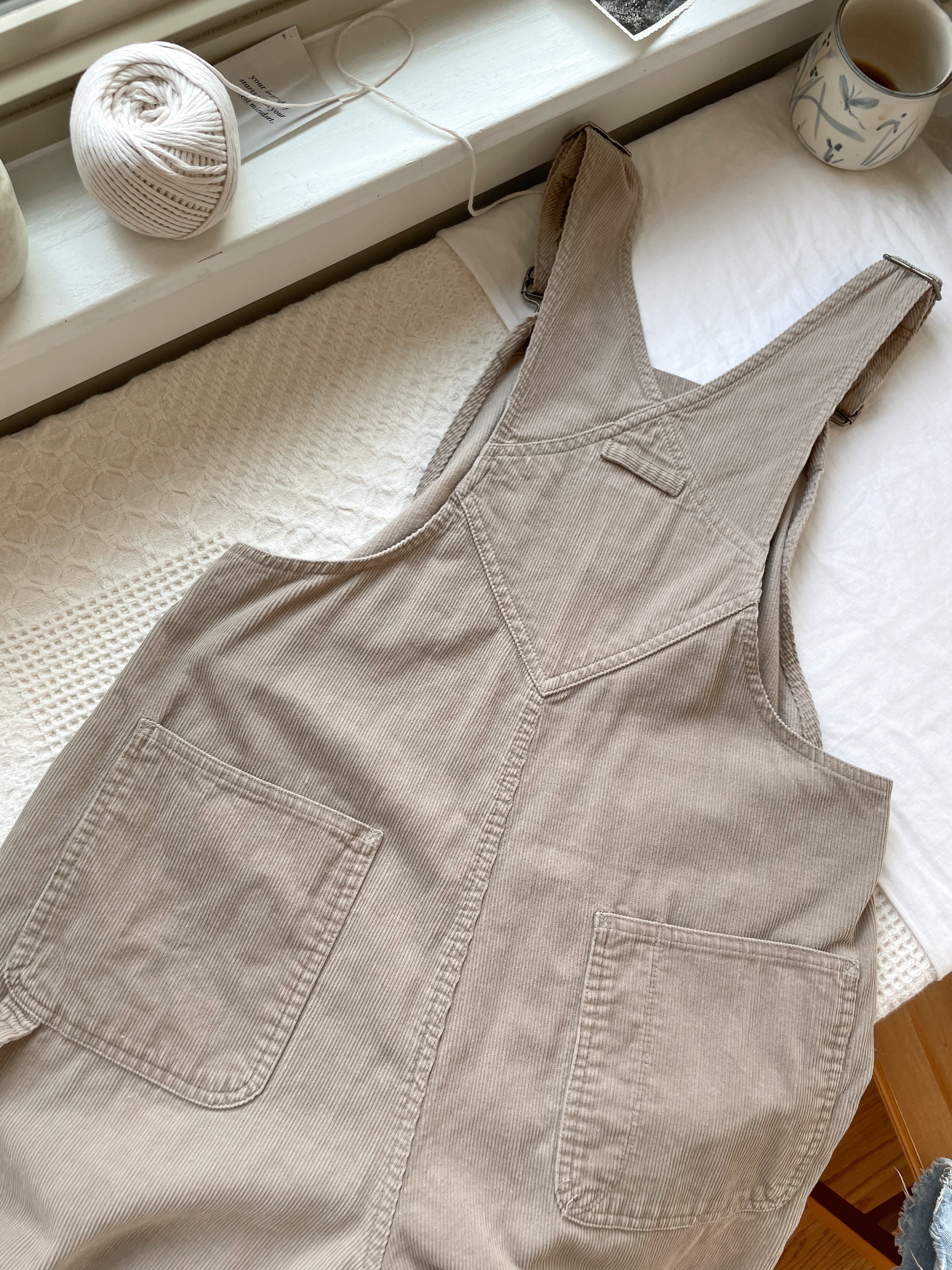 The Taupe Micro Corduroy Overalls (S)