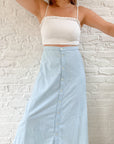 The Baby Blue Chambray Button Skirt (36")