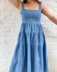 The Chambray Denim Tiered Dress (S)