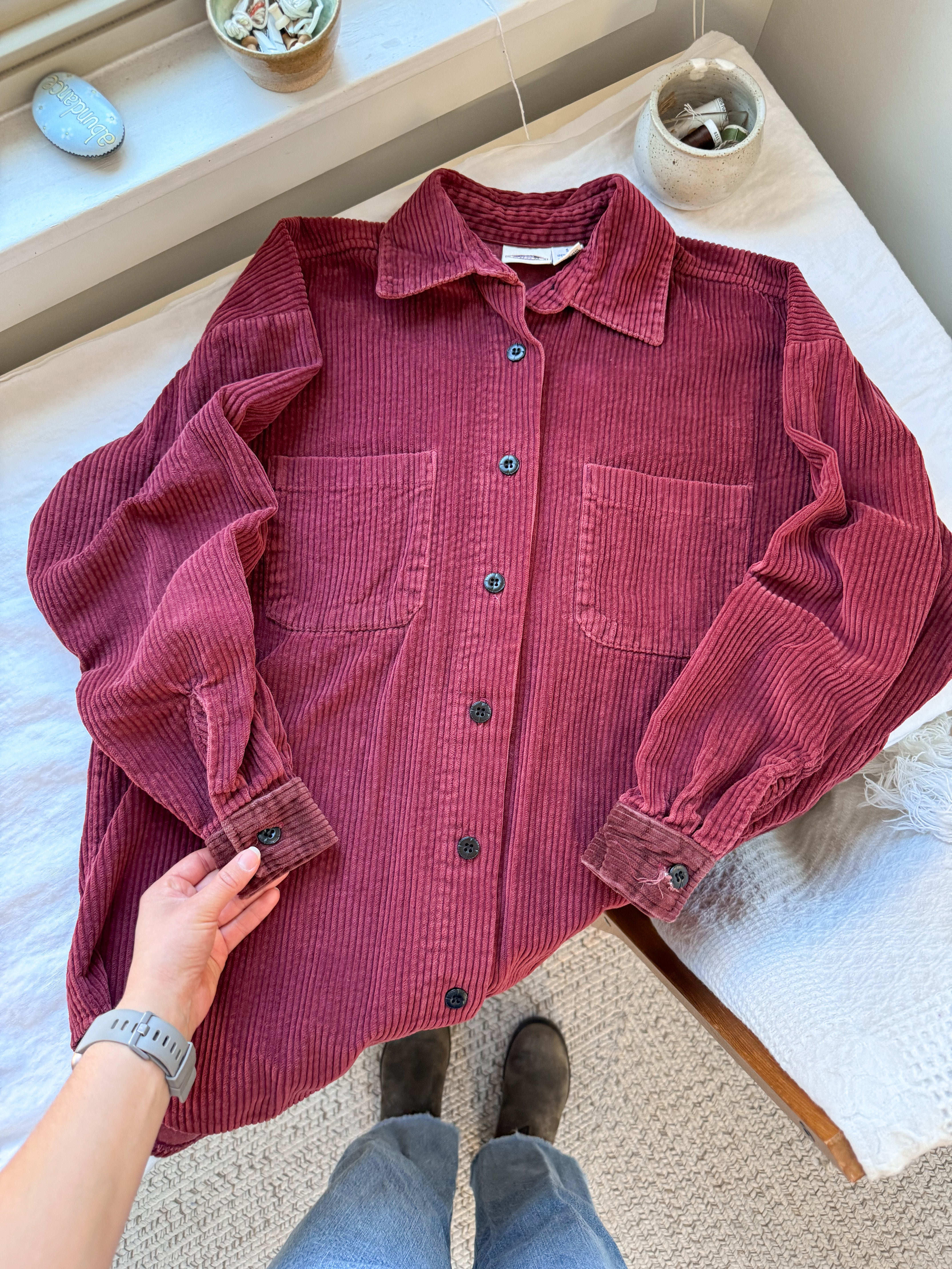 The Merlot Corduroy Button Up (S)