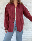 The Merlot Corduroy Button Up (S)