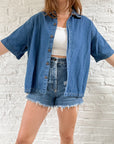 The Denim Short Sleeve Button Up (XL)