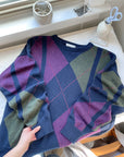 The Navy Argyle Sweater (L)