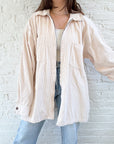 The Ivory Corduroy Zip Up (XXL)