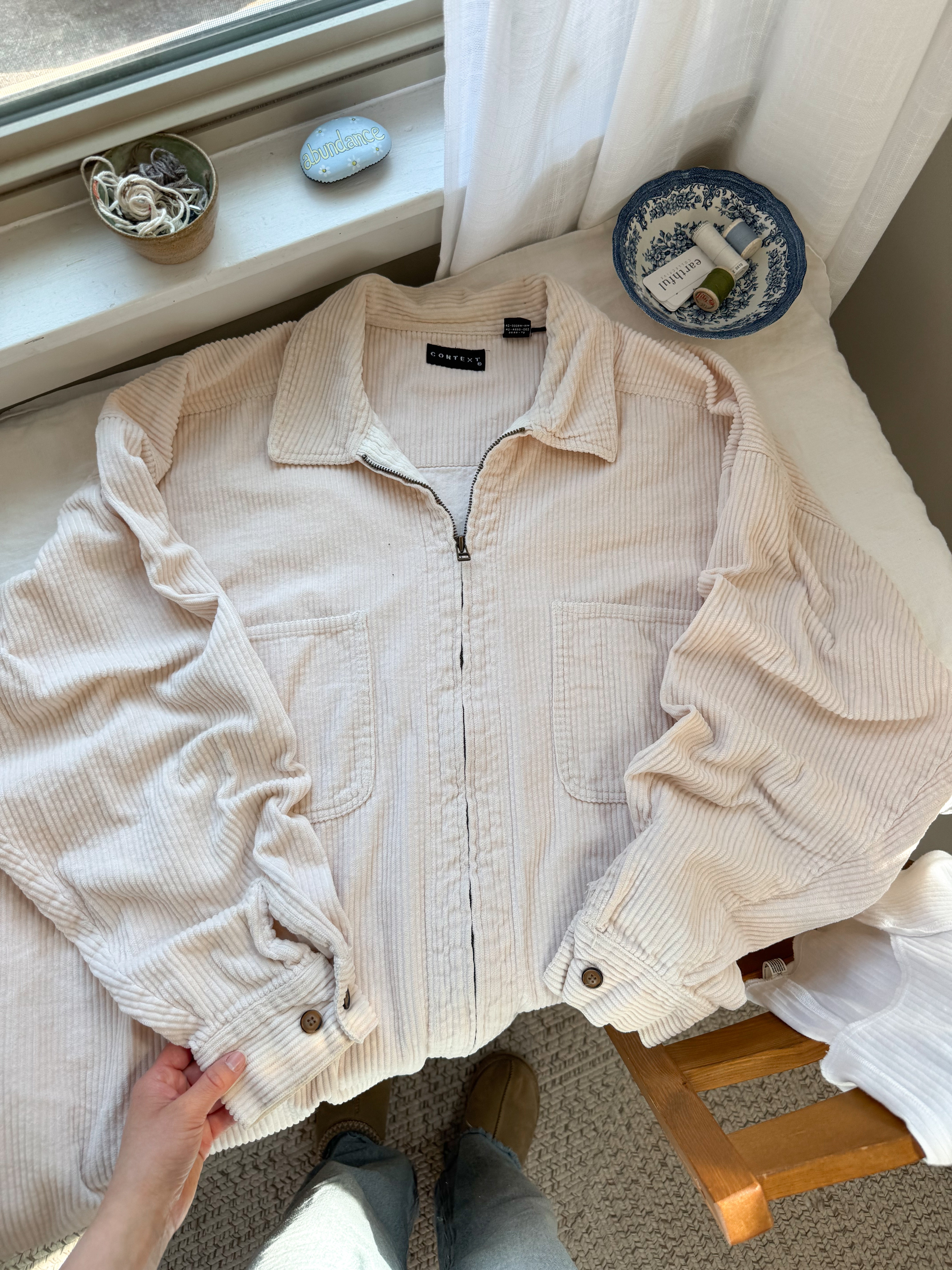 The Ivory Corduroy Zip Up (XXL)