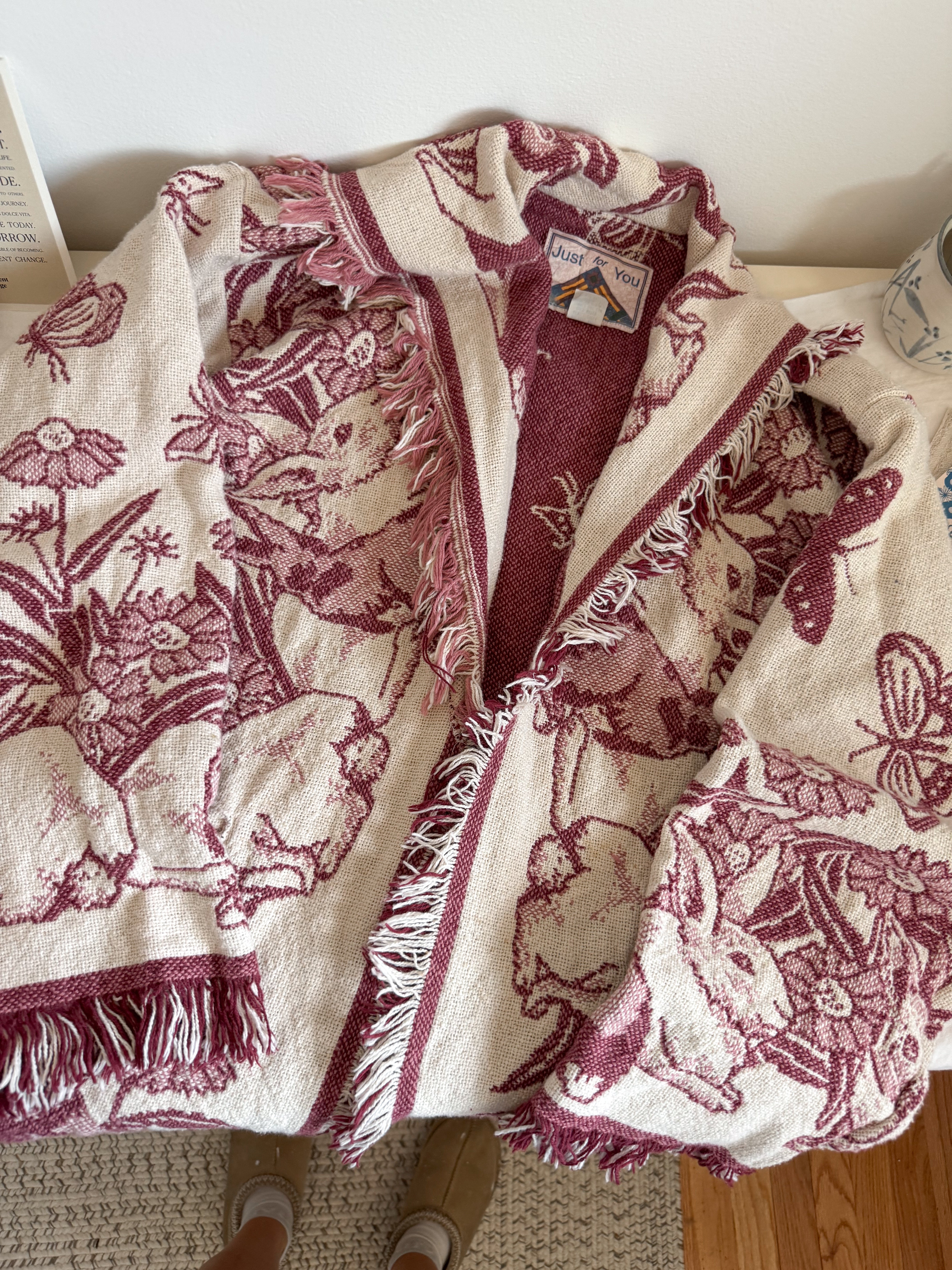 The Bunny Tapestry Blanket Cardigan (L)