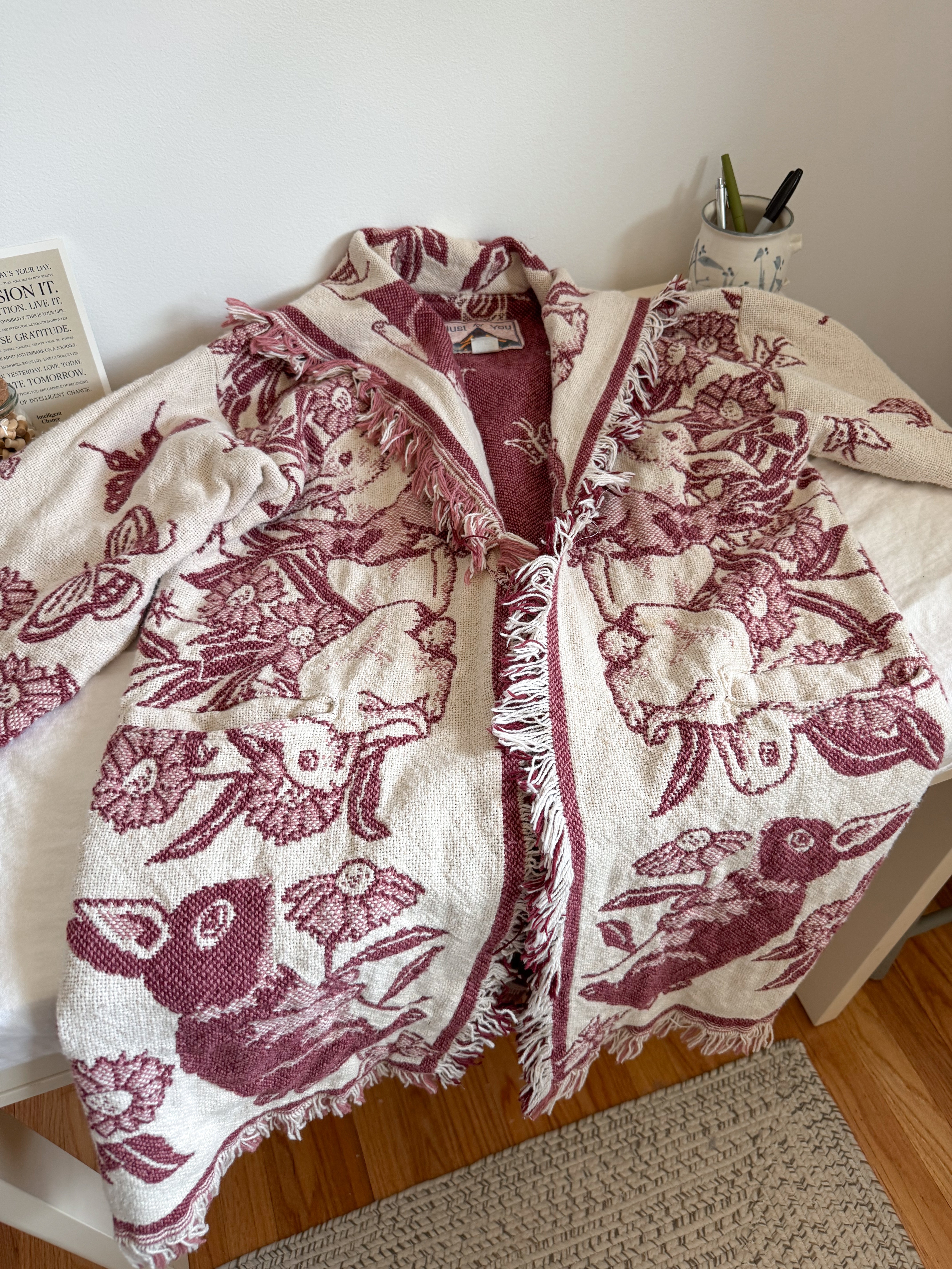 The Bunny Tapestry Blanket Cardigan (L)