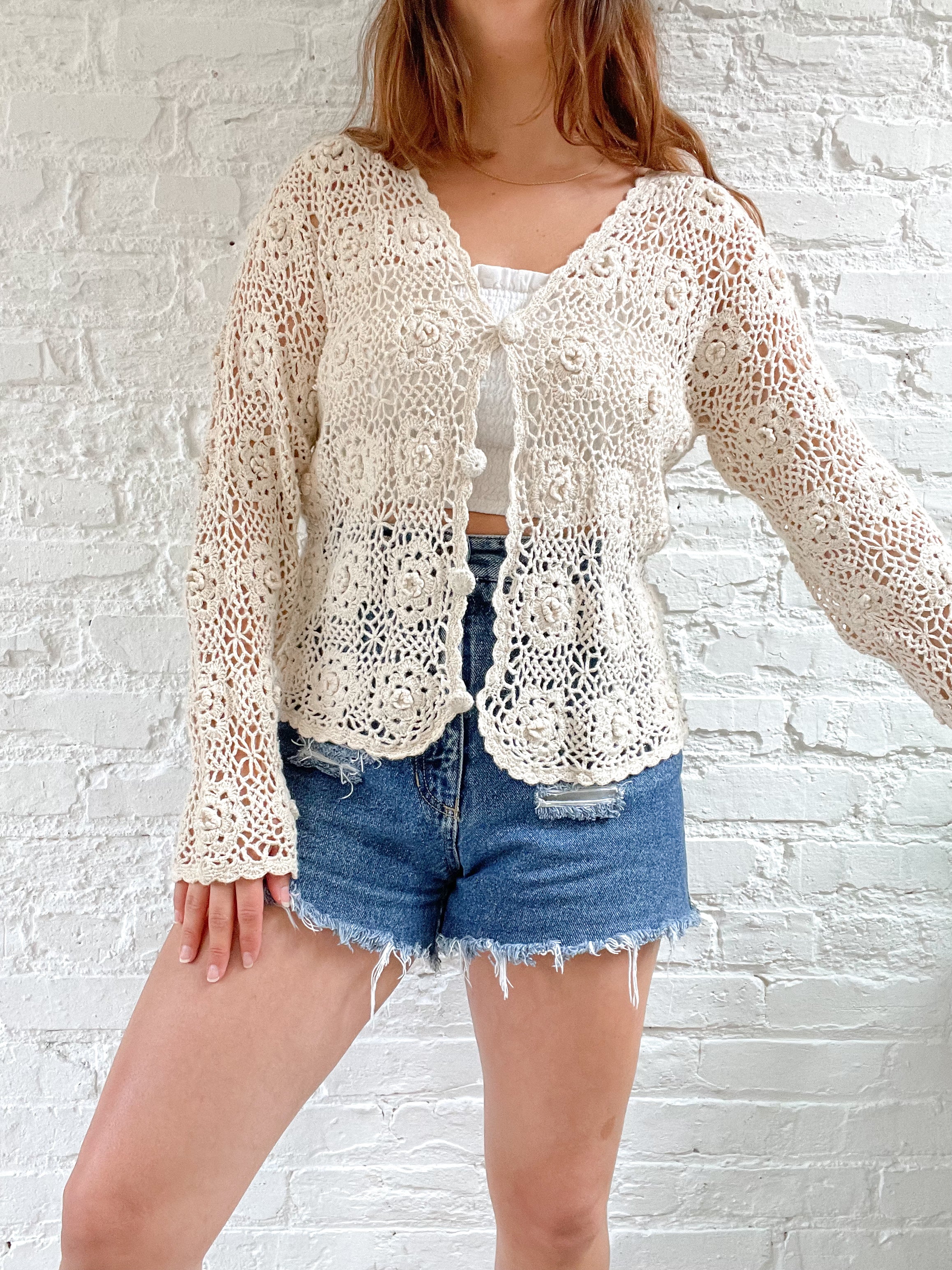 The Flower Crochet Cardigan (S)