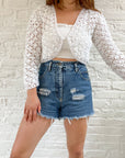 The White Crochet Cropped Cardi (M)