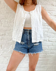 The Eyelet Flower Button Tank (L)