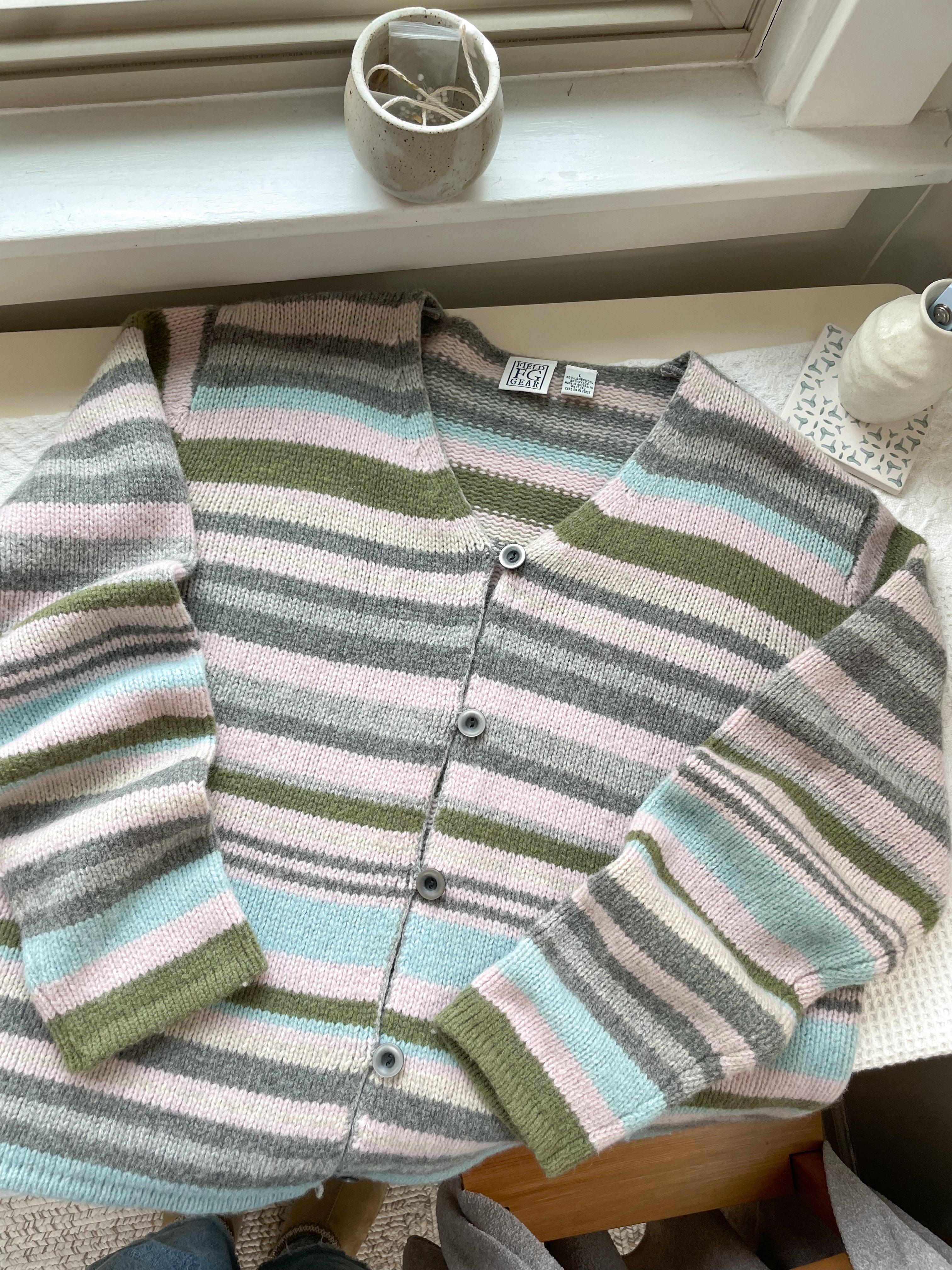 The Striped Pastel Cardigan (L)